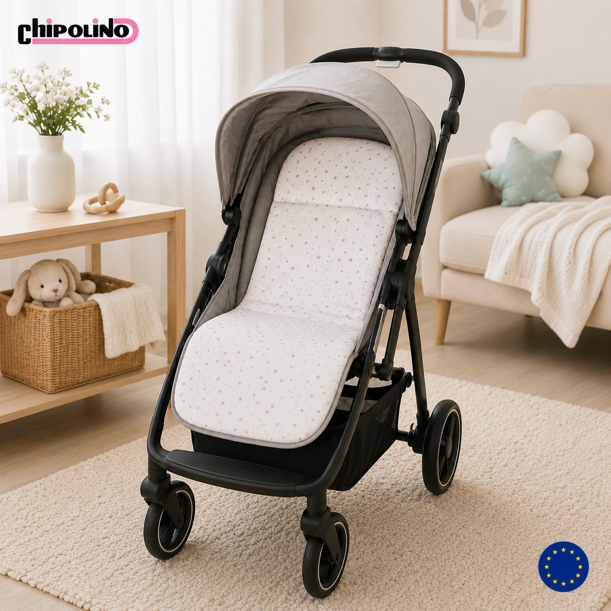 Mattress for stroller beige stars