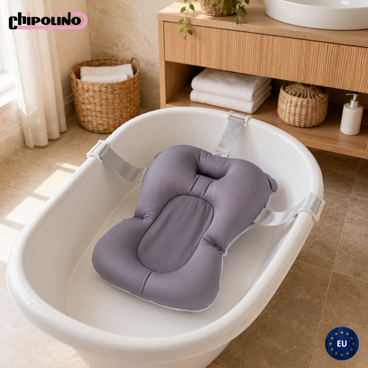 Baby Bath Cushion Grey