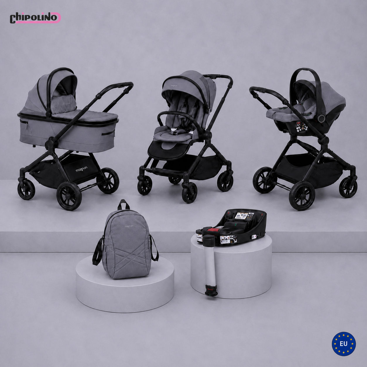 magnum Stroller 3 in 1+base isofix - Basil